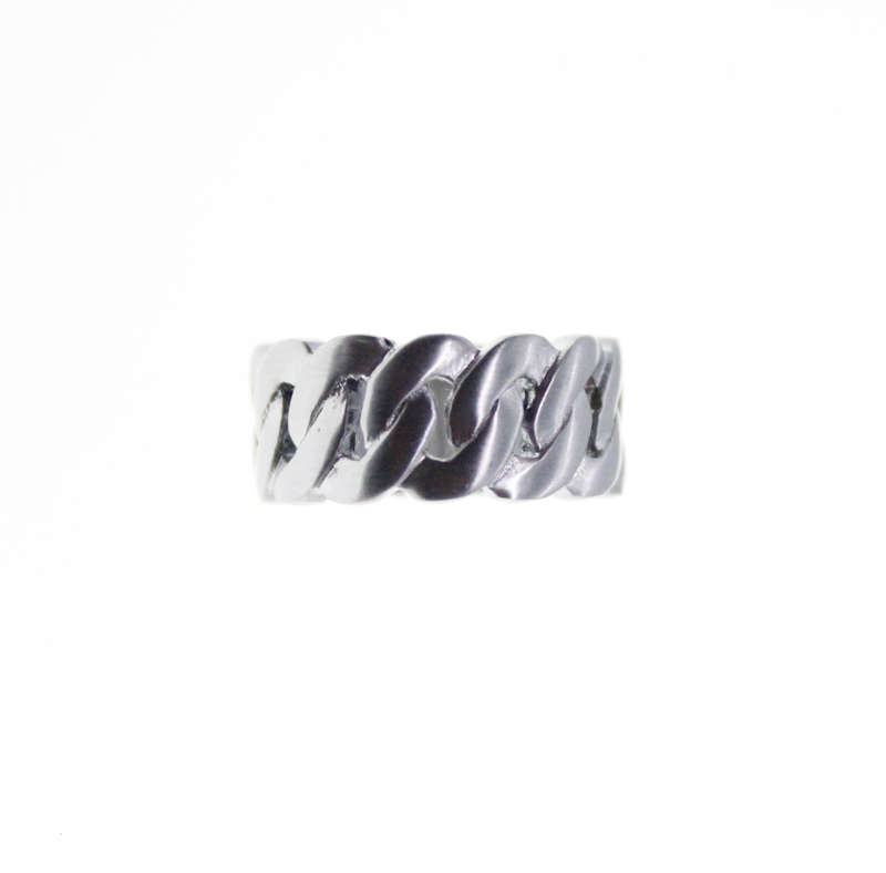 Ring - Fashion Frosted Silver Tone Link Chain Styled Ring - ML2321