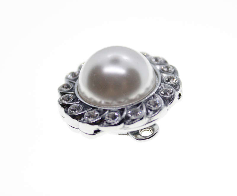 Brooch - Fashion Magnet Brooch with Large Faux Pearl Surrounded by Diamantes - ML2323