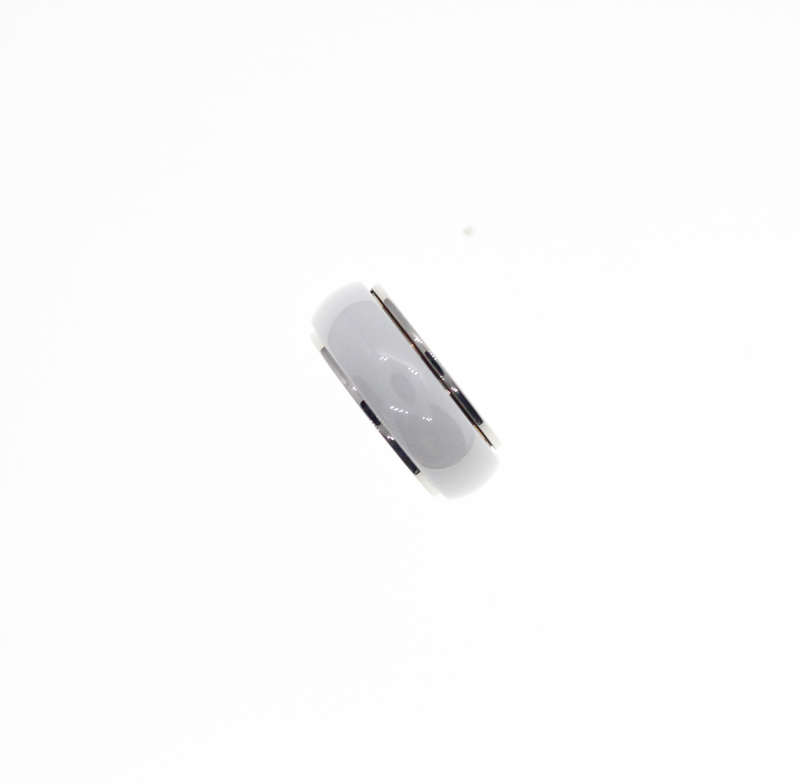 Ring - Fashion Silver Tone Spinning Ring with White Band, Stamped Del Coursy - ML2340