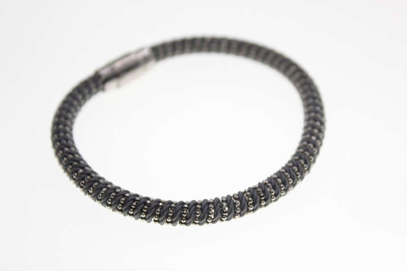 Bracelet - Fashion Pink and Blue Spiral Bangles with Silver Tone Spirals - ML2362