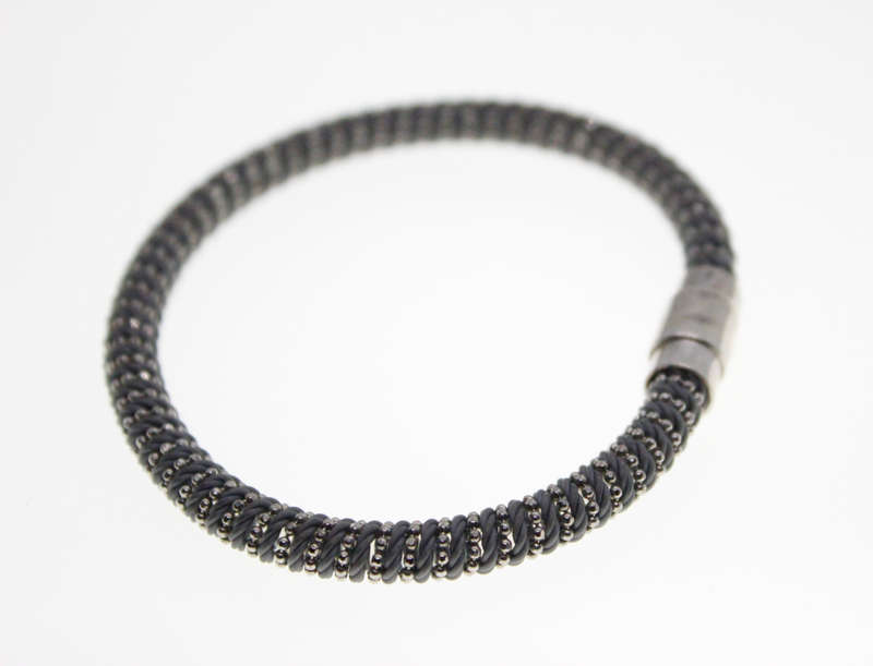 Bracelet - Fashion Pink and Blue Spiral Bangles with Silver Tone Spirals - ML2362