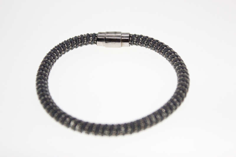 Bracelet - Fashion Pink and Blue Spiral Bangles with Silver Tone Spirals - ML2362