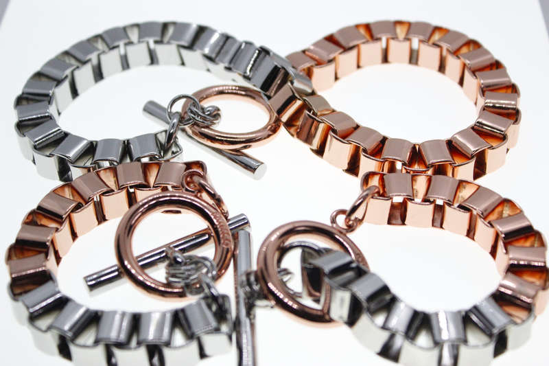Set - Rose Metal Silver Tone Box Links. Stamped Mimco - ML2369