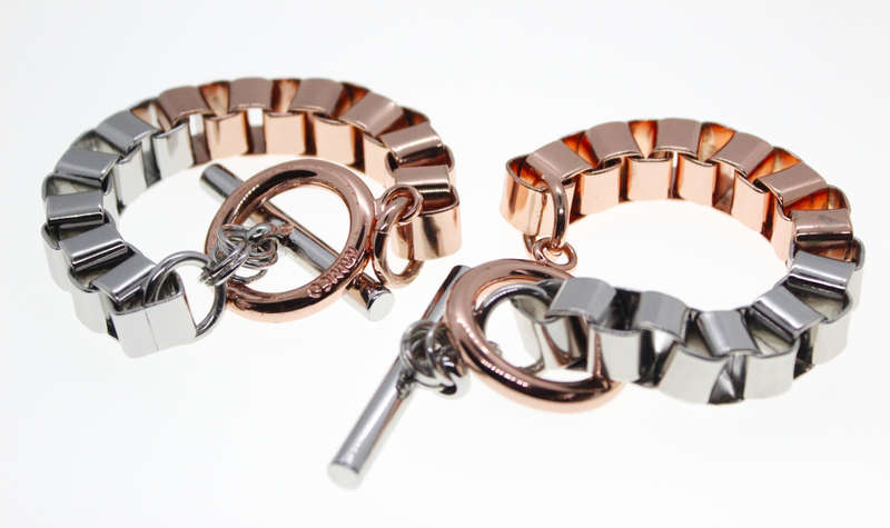 Set - Rose Metal Silver Tone Box Links. Stamped Mimco - ML2369