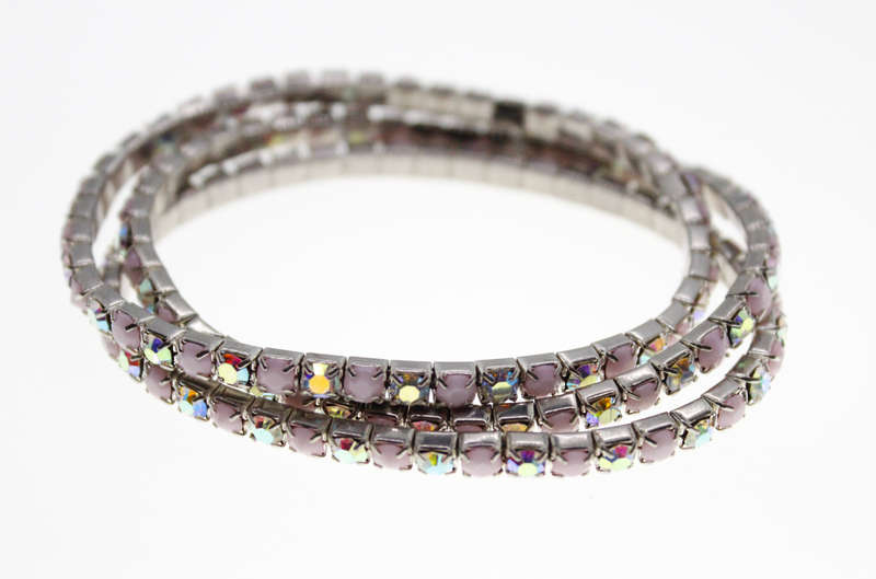 Bracelet - x 3 Fashion Stretch Pink Stones and Diamantes - ML2371