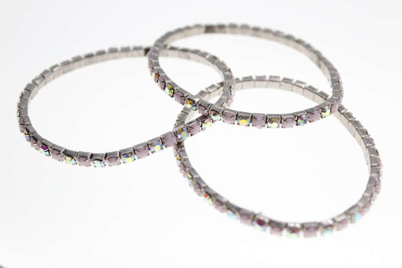 Bracelet - x 3 Fashion Stretch Pink Stones and Diamantes - ML2371