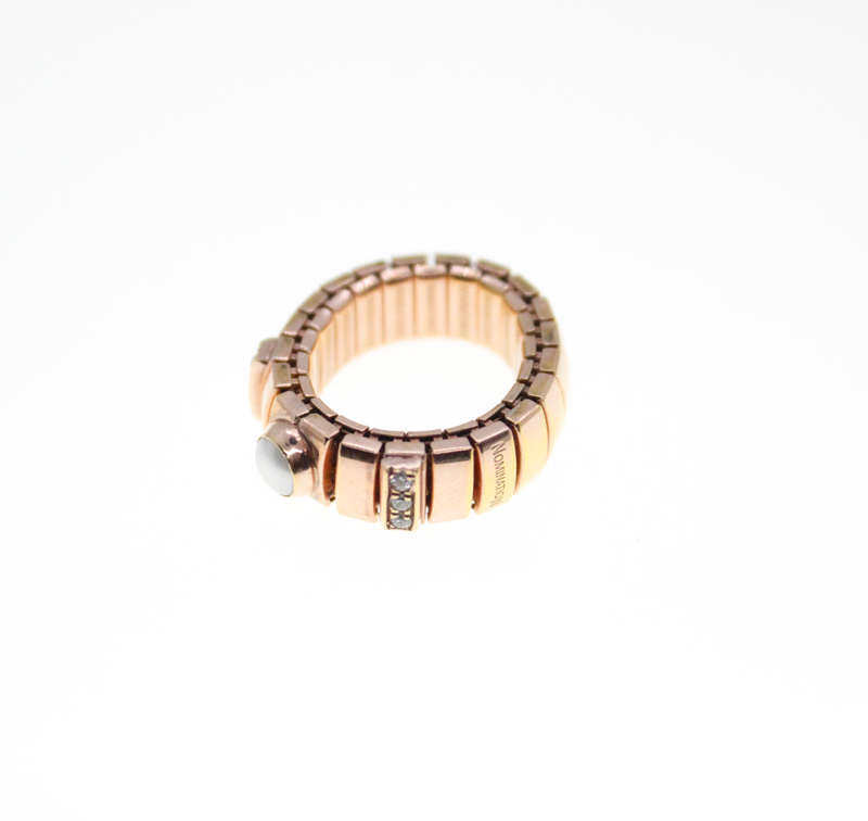Ring - Fashion Bronze Tone Stretch, 6 Diamantes with Centre Faux Pearl, Stamped Nomination - ML2372