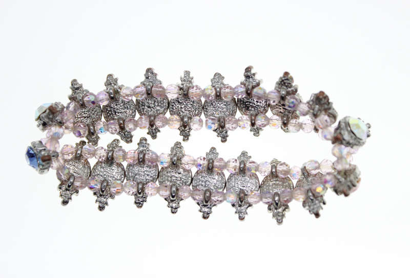 Bracelet - Fashion Silver Tone Elasticised Multicoloured Rhinestones - ML2374