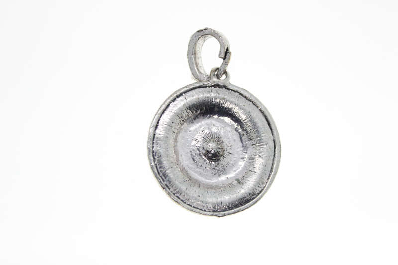 Pendant - Fashion Silver Tone Disc Pendant, Large Centre Diamante, Small Diamantes - ML2380
