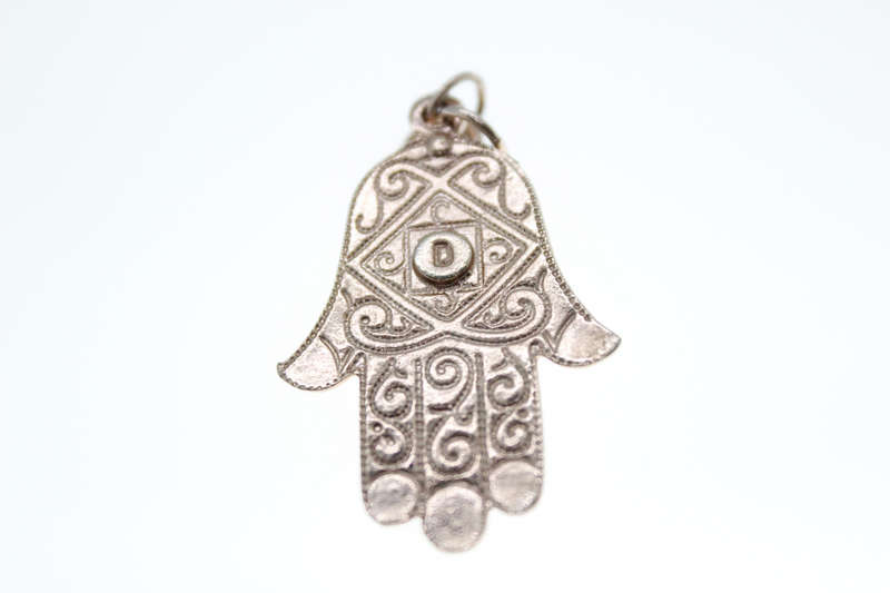 Pendant - Fashion Gold Tone Hamsa Hand with 7 Rhinestones - ML2381