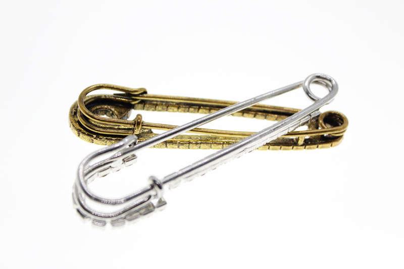 Brooch - Artisanal Gold Tone and Silver Tone Safety Pin Brooches with Diamantes - ML2382