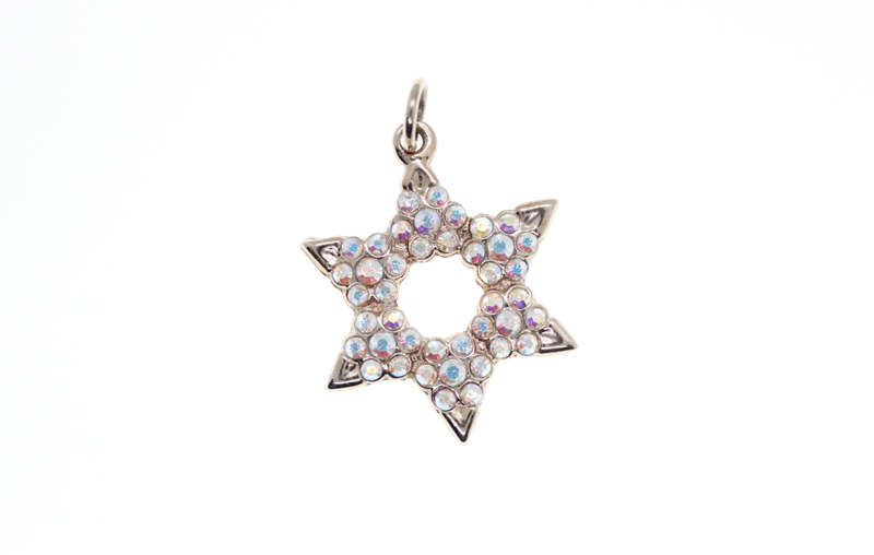 Pendant - Star of David 6 x Rhinestone Flowers. Stamped Dior. - ML2384