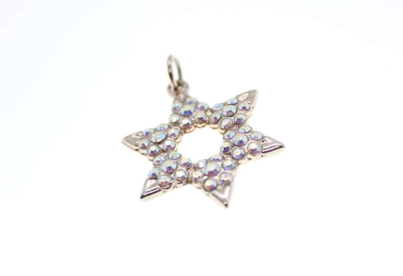 Pendant - Star of David 6 x Rhinestone Flowers. Stamped Dior. - ML2384