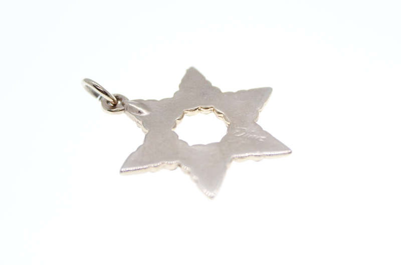 Pendant - Star of David 6 x Rhinestone Flowers. Stamped Dior. - ML2384