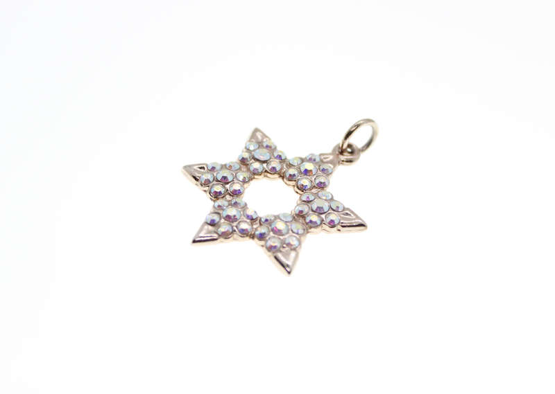 Pendant - Star of David 6 x Rhinestone Flowers. Stamped Dior. - ML2384