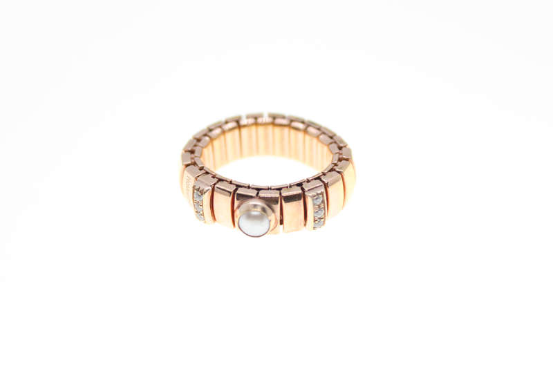 Ring - Fashion Nomination Stamped 925 Ring with Diamantes and White Centre Bead - ML2386
