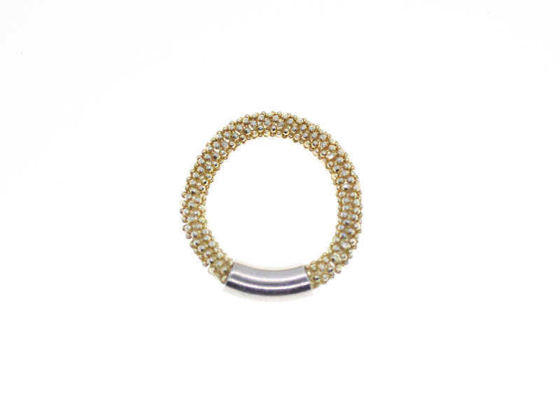 Ring- Silver and Gold Tone Mesh Ring - ML2394