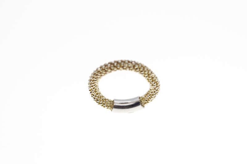 Ring- Silver and Gold Tone Mesh Ring - ML2394