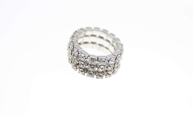 Rings - 3 x Silver Tone Stretch Diamante Rings - ML2398