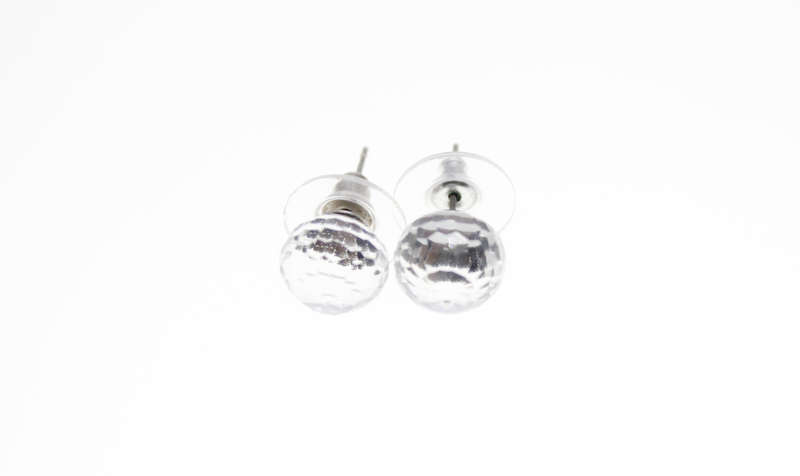 Earrings - Fashion Silver Tone Earrings with Crystal Type Ball - ML2402