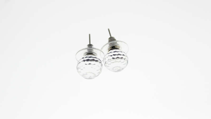 Earrings - Fashion Silver Tone Earrings with Crystal Type Ball - ML2402