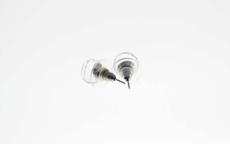 Earrings - Fashion Silver Tone Earrings with Crystal Type Ball - ML2402
