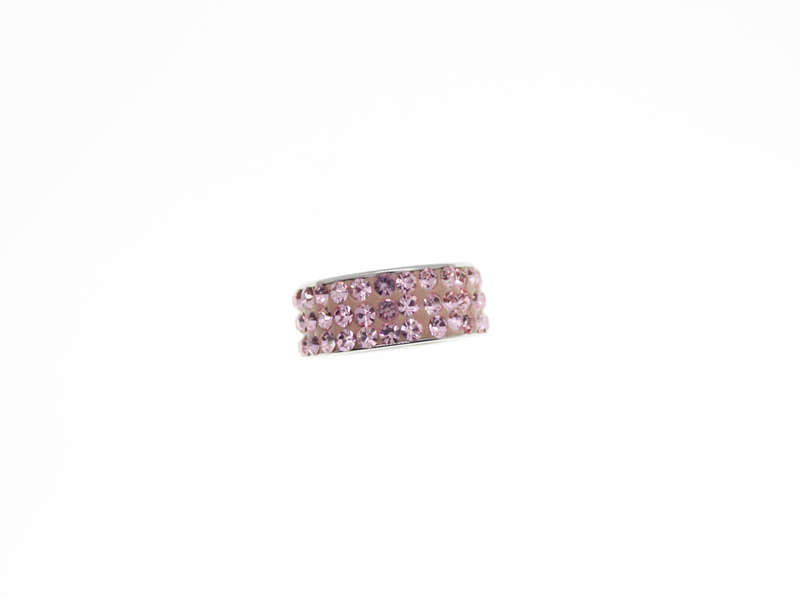 Ring - Fashion Stainless Steel Ring with 3 Bands of Pinks Diamantes - ML2403