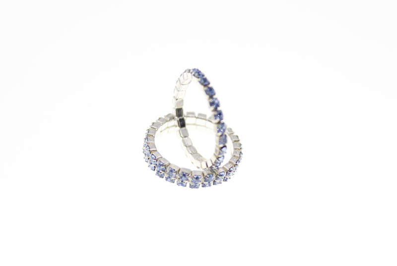 Ring - 3 x Fashion Stretch Silver Tone Rings with Blue Diamantes - ML2404