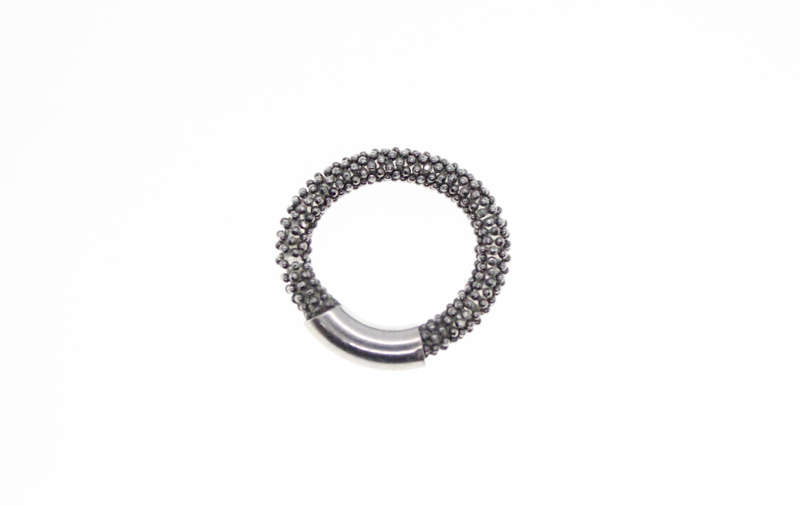 Ring - Fashion Silver Tone Dark Metal Tone Mesh Ring - ML2406