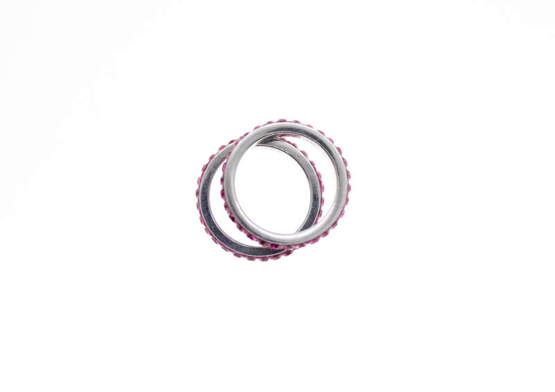 Ring - 2 x Fashion Stainless Steel Pink Diamante Stack Rings - ML2408