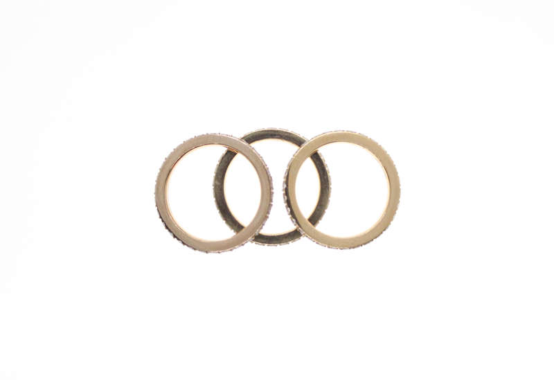 Ring - 3 x Fashion Stainless Steel Ring with Diamante Band, Stamped Del Coursy - ML2409