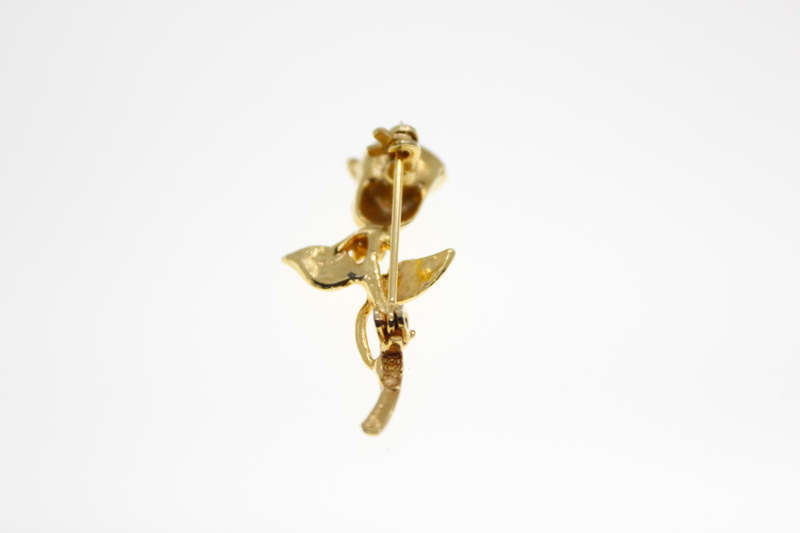 Brooch - Vintage Gold Tone Rose with Diamante - ML2411