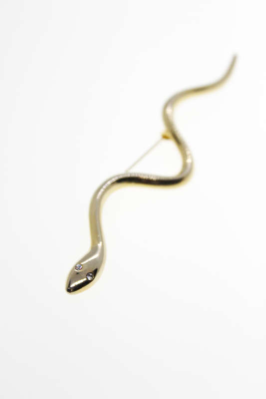 Brooch - Gold Tone Snake with Diamante Eyes - ML2413
