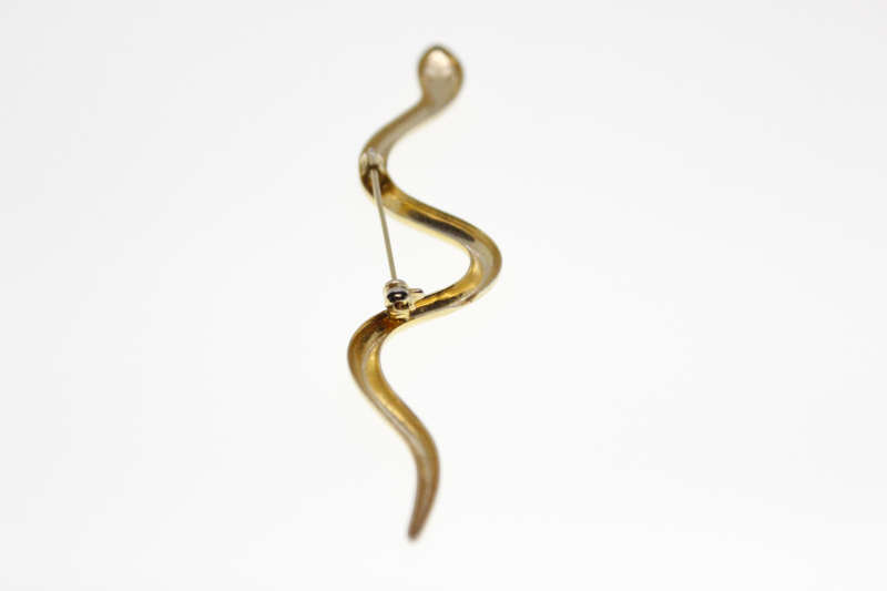 Brooch - Gold Tone Snake with Diamante Eyes - ML2413