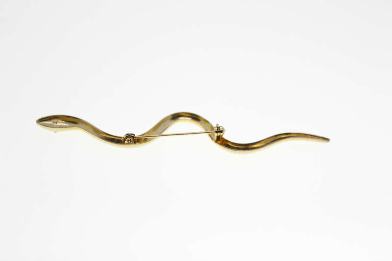 Brooch - Gold Tone Snake with Diamante Eyes - ML2413