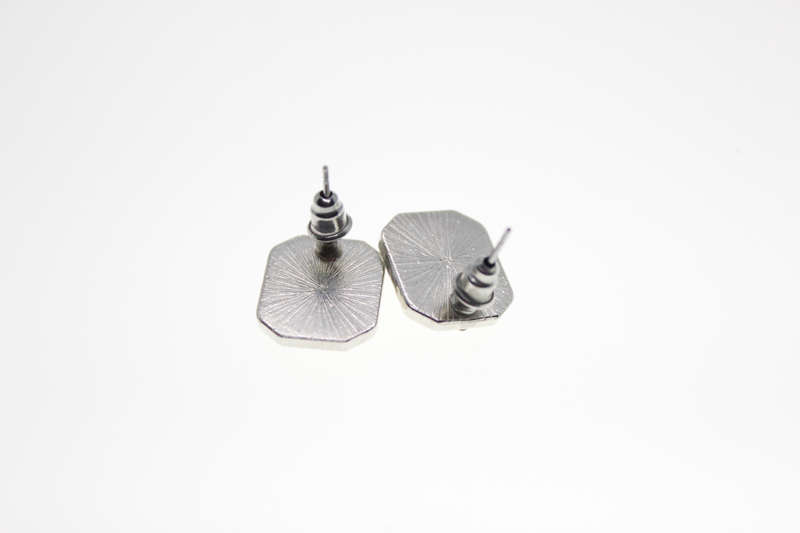 Earrings - Vintage Silver Tone Faceted White stone surrounded with Marcasite - ML2421