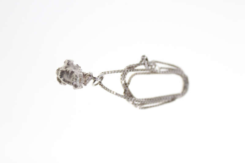 Necklace - 925 Silver Box Chain with Meteorite Pendant - ML2465