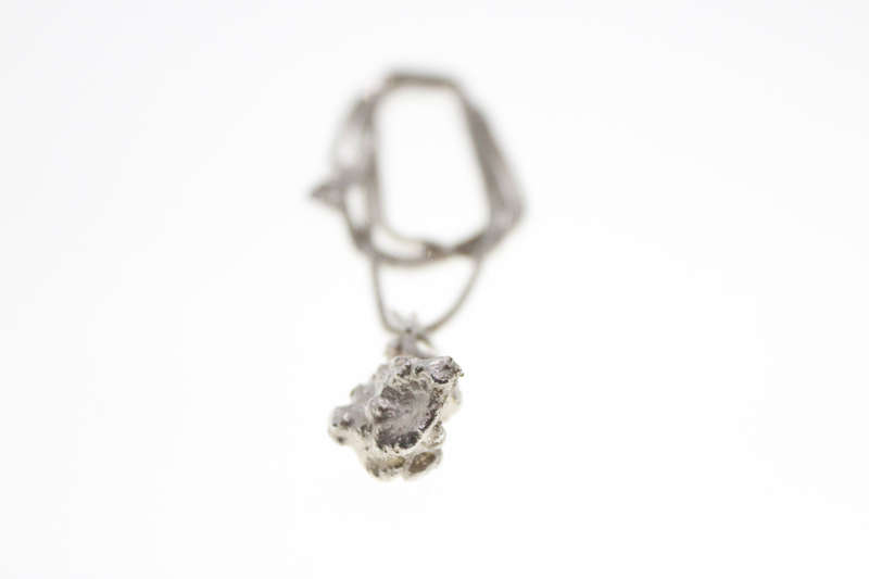 Necklace - 925 Silver Box Chain with Meteorite Pendant - ML2465