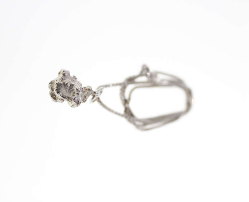 Necklace - 925 Silver Box Chain with Meteorite Pendant - ML2465