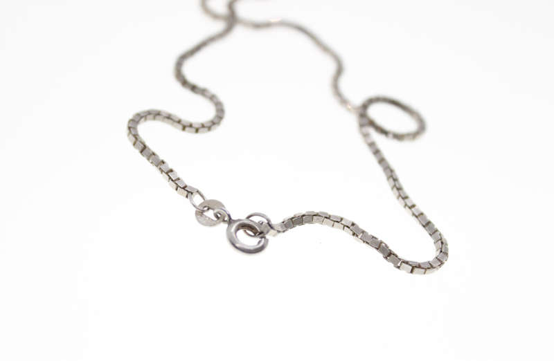 Necklace - 925 Silver Box Chain with Meteorite Pendant - ML2465