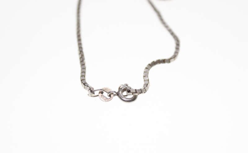 Necklace - 925 Silver Box Chain with Meteorite Pendant - ML2465