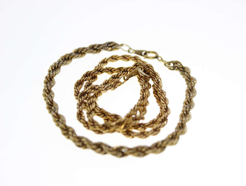 Chain Set - 18 ct Gold Plated Necklace and Bracelet Rope Design - ML2468