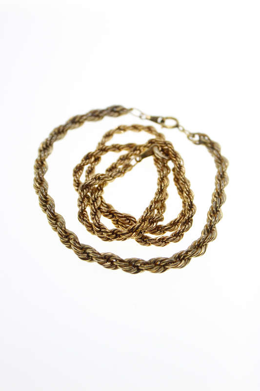 Chain Set - 18 ct Gold Plated Necklace and Bracelet Rope Design - ML2468