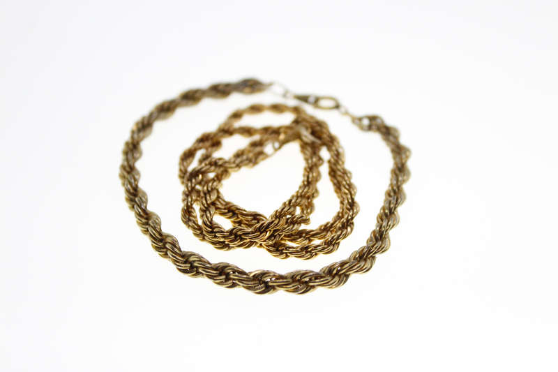 Chain Set - 18 ct Gold Plated Necklace and Bracelet Rope Design - ML2468