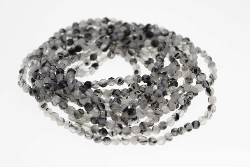 Necklace - Vintage 3 x Strands Quart Necklaces with Tourmaline Inclusions - ML2471