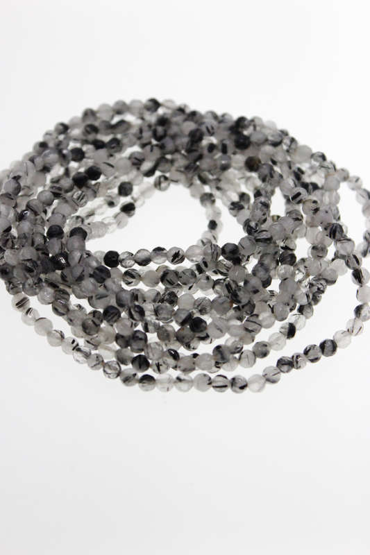 Necklace - Vintage 3 x Strands Quart Necklaces with Tourmaline Inclusions - ML2471