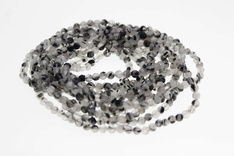 Necklace - Vintage 3 x Strands Quart Necklaces with Tourmaline Inclusions - ML2471