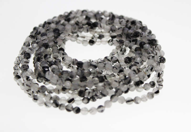 Necklace - Vintage 3 x Strands Quart Necklaces with Tourmaline Inclusions - ML2471