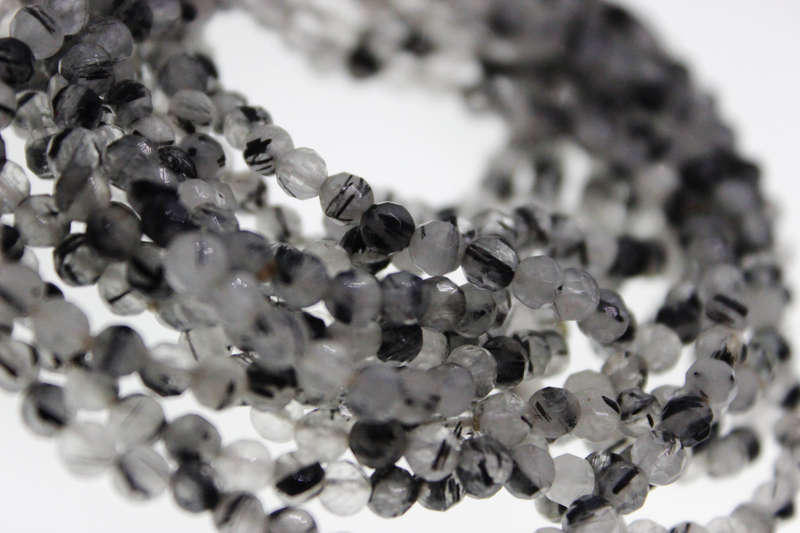 Necklace - Vintage 3 x Strands Quart Necklaces with Tourmaline Inclusions - ML2471