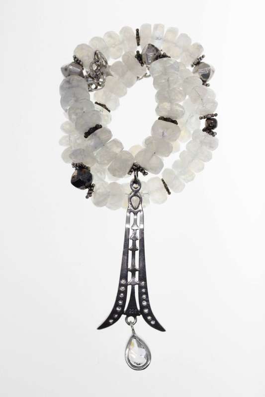 Necklace - Vintage Moonstone Necklace with 925 Silver Chain and Ball Design - ML2490